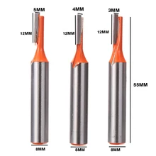 Roteador bit cutter cnc carpintaria bit limpo 8mm haste em linha reta única flauta bits fresa de madeira groove corte roteador bits