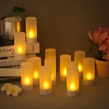

12pcs Rechargeable LED Flickering Flameless Candles Tealight Candles Light LED Candles LED Light LED Night Light