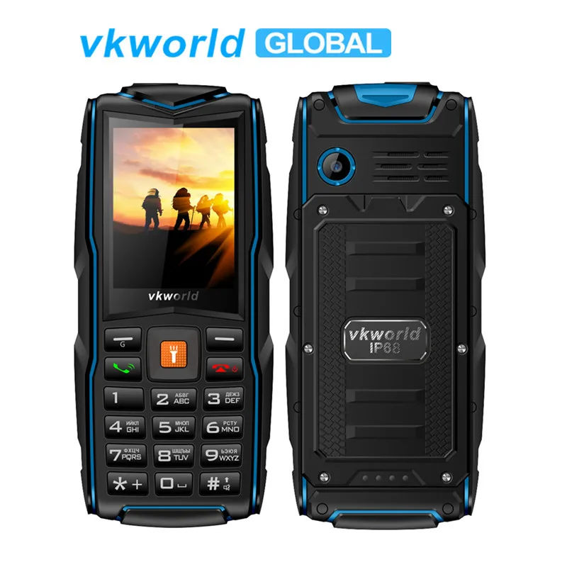 VKworld New Stone V3 мобильного телефона IP68 Водонепроницаемый фонарик 2,4 дюймов 3000mAh GSM FM радио Русская клавиатура телефона 3 слота для sim-карт