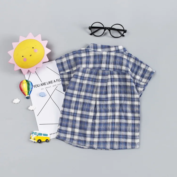 Летний стиль, детская одежда для мужчин и женщин, для детей 1-4 лет, клетчатая рубашка для маленьких детей, одежда для кондиционирования воздуха, хлопок