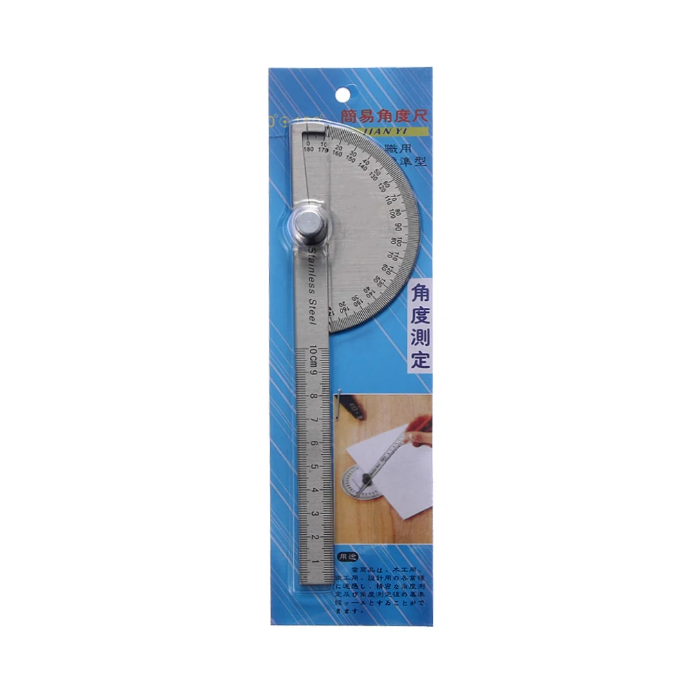 1pc Multifunction Stainless Steel Craftsman 180 Degree Rotary Angle Finder Protractor Adjustable Round Head Measuring Ruler