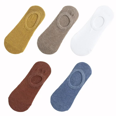 5 Pairs Woman Silicone Non-slip Invisible Socks Summer  Cotton Ankle Solid Color Boat Women's Slippers 35-40EUR Short Socks Lot 12