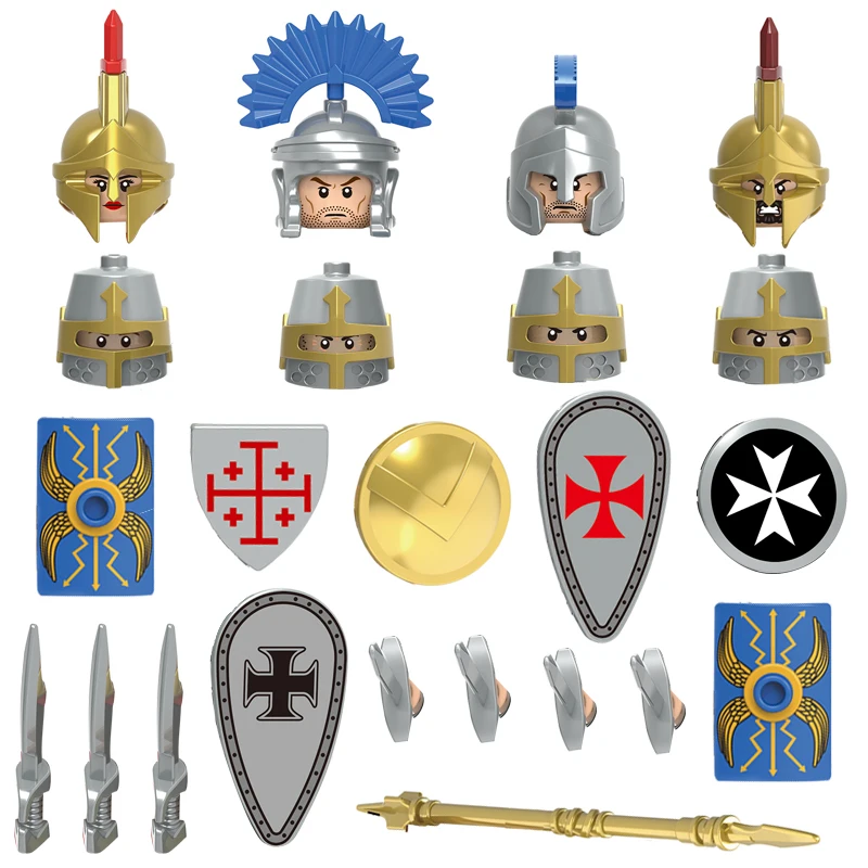 X0316 Spartan soldier knights in ancient Rome assemble miniature statues of blocks helmets armor and weapons for children | Игрушки и