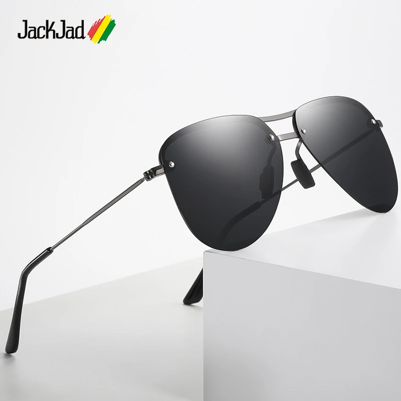 

JackJad 2021 Vintage Half Metal Pilot Style Men Polarized Sunglasses Driving Fish Brand Design Sun Glasses Oculos De Sol A674