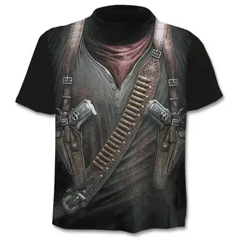 

2020 New Cloudstyle Own Design Men's T shirt 3D Gun Warrior Tshirt Print Knife Harajuku Tops Tee Short Sleeve Fitness t-shirt