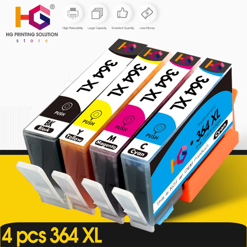 Printer Ink Cartridge 4 pcs for HP364XL HP 364 XL for HP Photosmart 5510 5515 6510 B010a B109a B209a Deskjet 3070A HP364