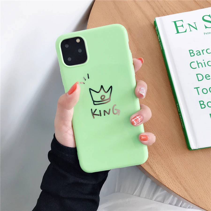 14 Роскошный чехол для пары для iPhone 6, 6s, 7, 8 Plus, глянцевая корона, король, королева, буквы, мягкий ТПУ чехол для iPhone X, XS, чехол для MAX XR Capa - Цвет: 14