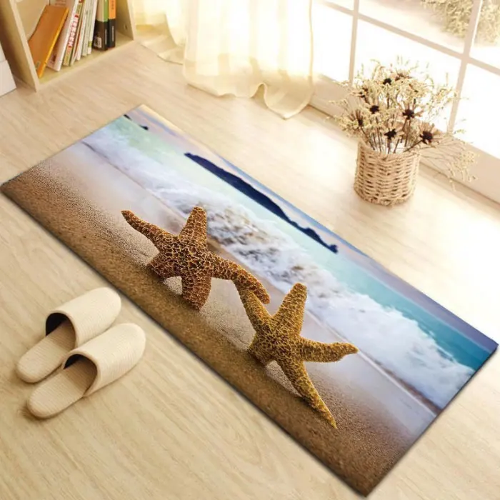 Фланелевый Противоскользящий коврик для ванной на море и пляж, ванная пол для душа, длинный коврик 40x60 см/40x100 см - Цвет: Starfish