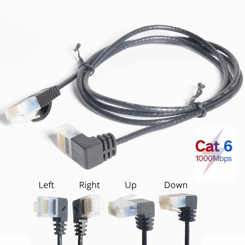 Ультра тонкий Cat6 Ethernet кабель RJ45 правый угол UTP сетевой Патч корд 90 градусов Cat6a Lan