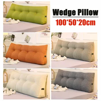 

100x50x20cm Triangular Backrest Cushion Sofa Cushions Bed Rest Pillow Back Support Tatami Sofy Removable Sleeping Pillow