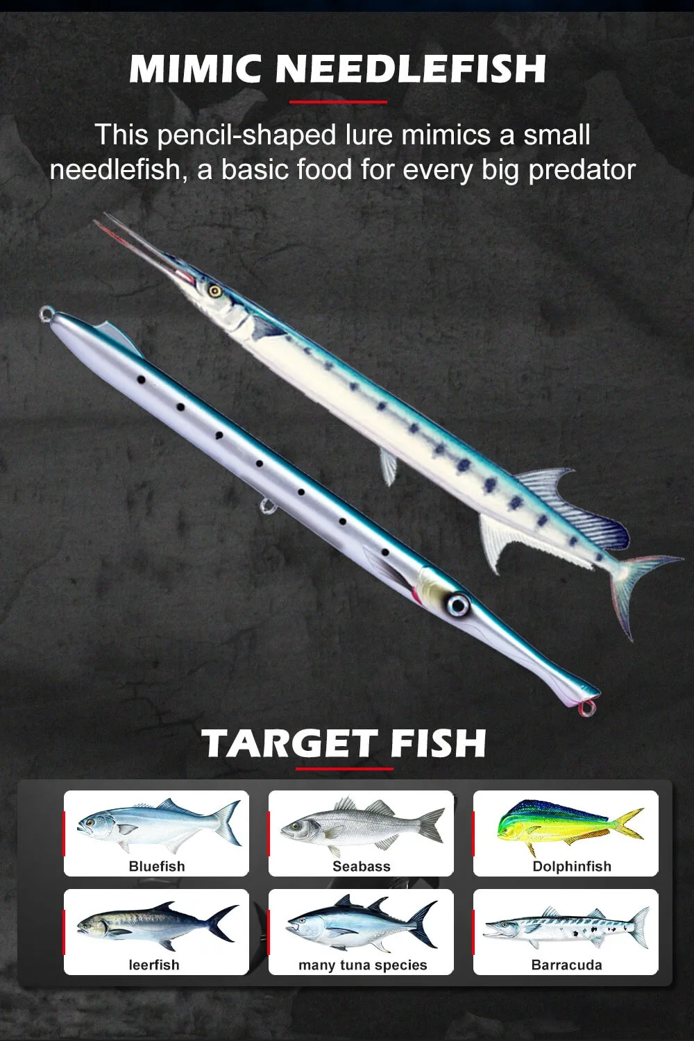 Pesca para Pesca Leerfish e Peixes Hunthouse Pesca Belone Isca 225mm - 27g Longo Fundição Lápis Stickbaits Azuis Don 6 Cheap Iscas artificiais