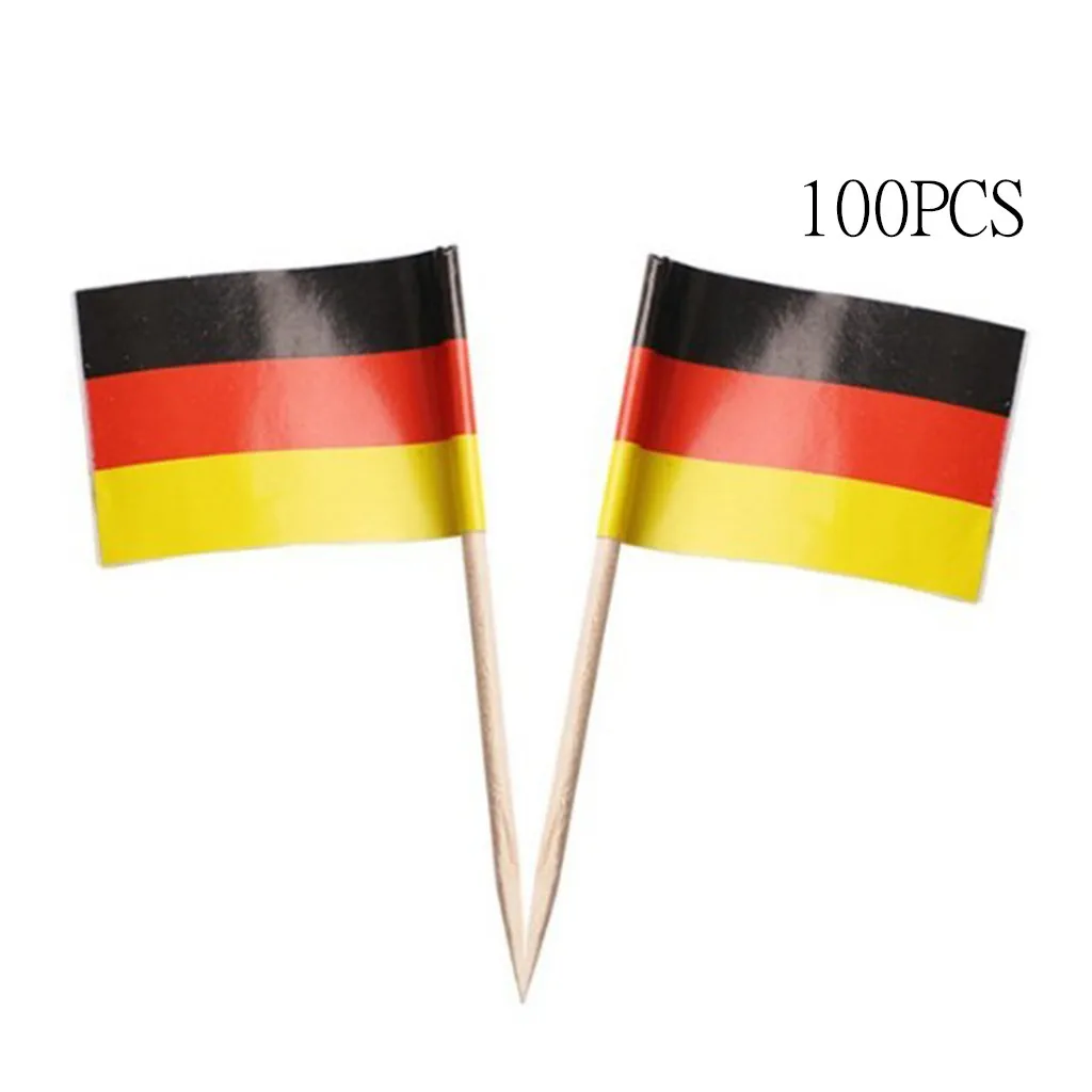 

100PC Germany Flag Toothpicks The Union Jack Flag Cupcake Toppers for Birthday Wedding Mini Germany Flag Cake Decorating Supplie