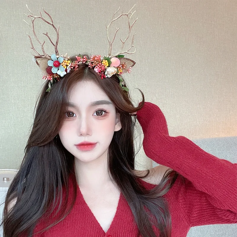 Christmas Antler Headband Elk Branches Winter Luminous Headwear Headband Christmas Ornaments Hairpin Hair Accessories