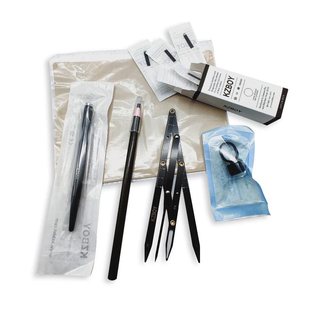 No Ink Required Microblading Practice Skin with Microblades, Ratio and Eyebrow Shaping Pencil Microblading Kit for Beginner