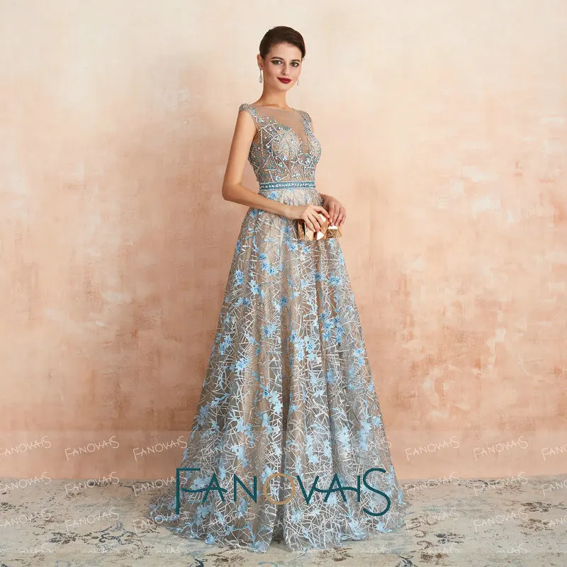 Синие и Серебряные вечерние платья Длинные вечерние платья Vestido de Fiesta de Noche торжественное платье abiye gece elbisesi