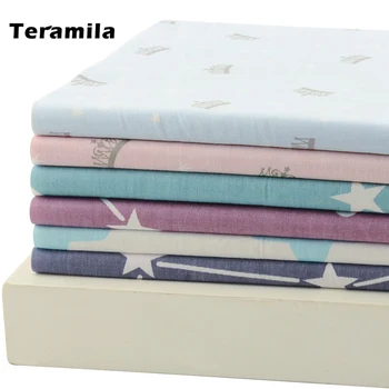

Teramila 100% Cotton Fabric Meter Stars Design 6PCS/set Printed Cloth Sewing Patchwork Dress Textile DIY Telas Quilting Tissue