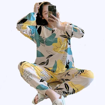 

Pajamas Women'S Spring And Autumn Long Sleeve Milk Silk Suit Sexy Loose Lovely Fashion Sweet Home Clothes