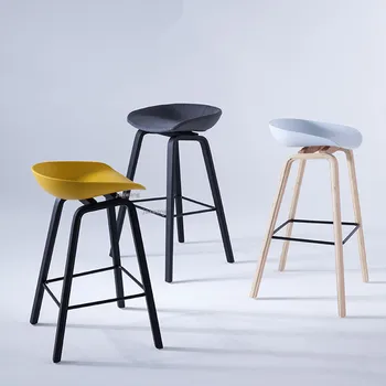 

Modern Bar Chair Denmark Style Solid Wood Bar Stool Nordic Furniture High Leisure The Bar Chair