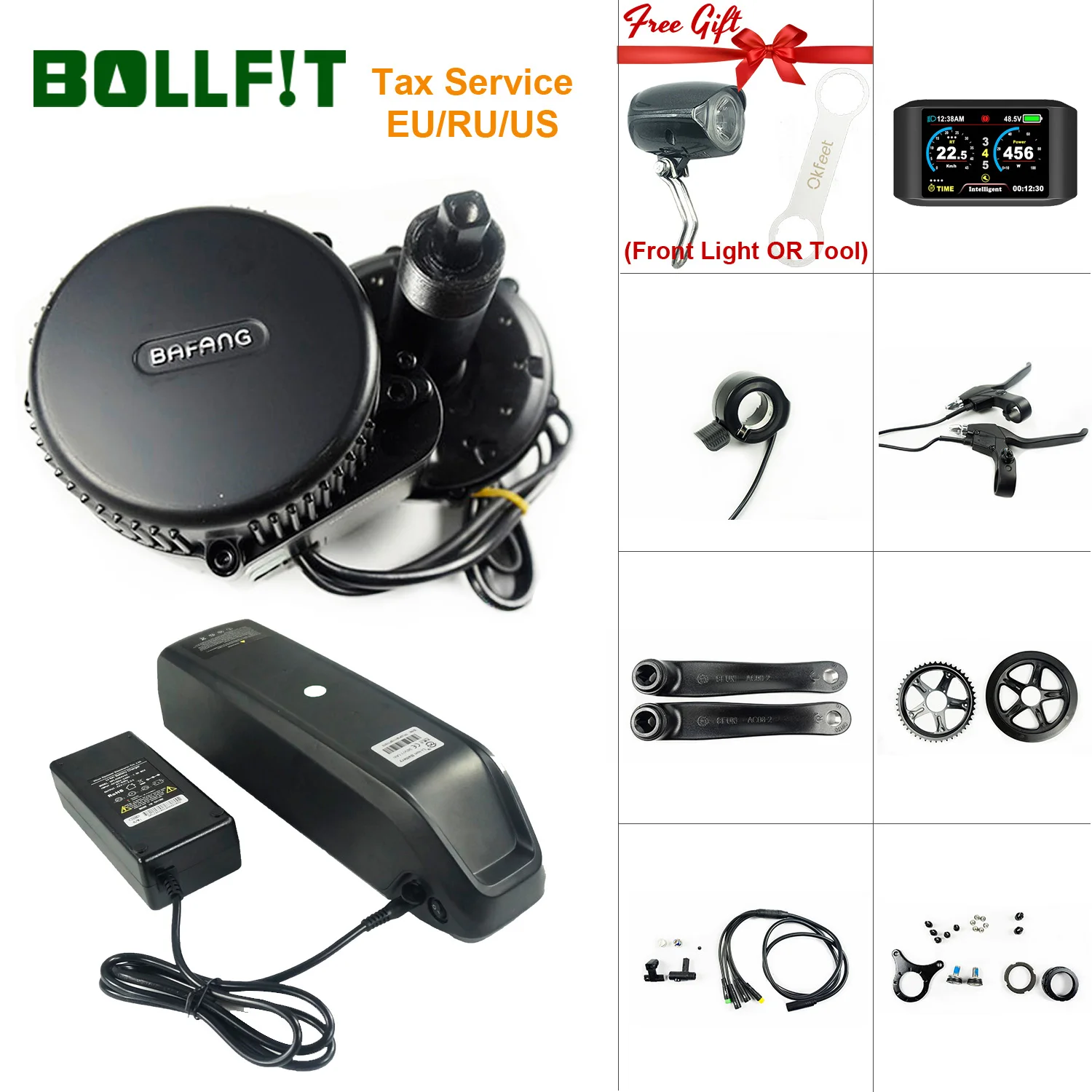 Комплект для электровелосипеда Bollfit Bafang BBS01 MMG340 36 В 350 Вт SW102 светильник 8FUN