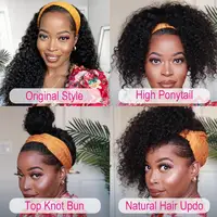 Perruque bandeau cheveux humains crépus bouclés MYLOCKME sans colle pleine Machine faite brésilienne Remy perruques de cheveux humains pour les femmes 180% densité 4