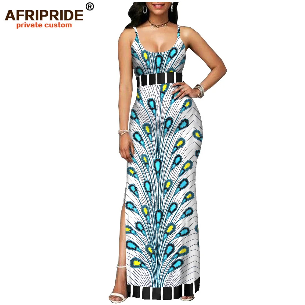 Весеннее платье в африканском стиле для женщин AFRIPRIDE, на заказ, Базен Ричи, без рукавов, до щиколотки, с разрезом по бокам, женское платье A1825112