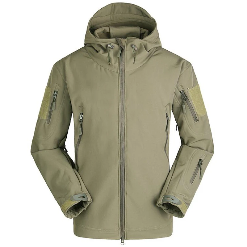 Army green Тактическая куртка для мужчин для улицы Военная камуфляжная Водонепроницаемая мягкая оболочка куртки для мужчин s зимние теплые флисовые летные пальто охотничья одежда - Цвет: Army green
