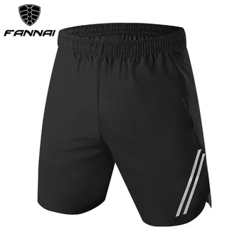 

FANNAI Men Running Shorts Fitness Ridiing Quick Dry Brethable New With Zipper Pocket Night Run Reflective Design Sport Shorts