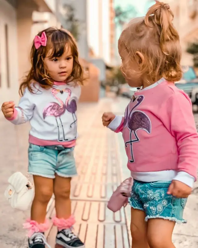 Осенний свитер для маленьких девочек топы с блестками и фламинго, футболка с длинными рукавами осенняя одежда