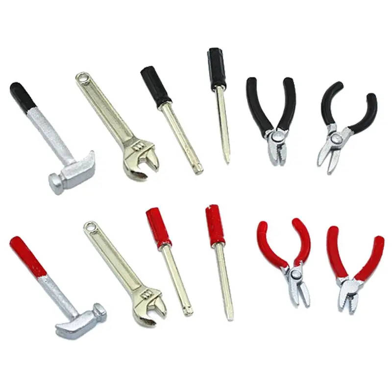 Tools Mini Hammer Wrench Screwdriver Scissors 6Pcs/set Dollhouse Miniature Simulation DIY Crafts Accessories kids repair toys plastic construction toys kids construction toys kids pretend play set kids educational toys home repair toys model assembly tools