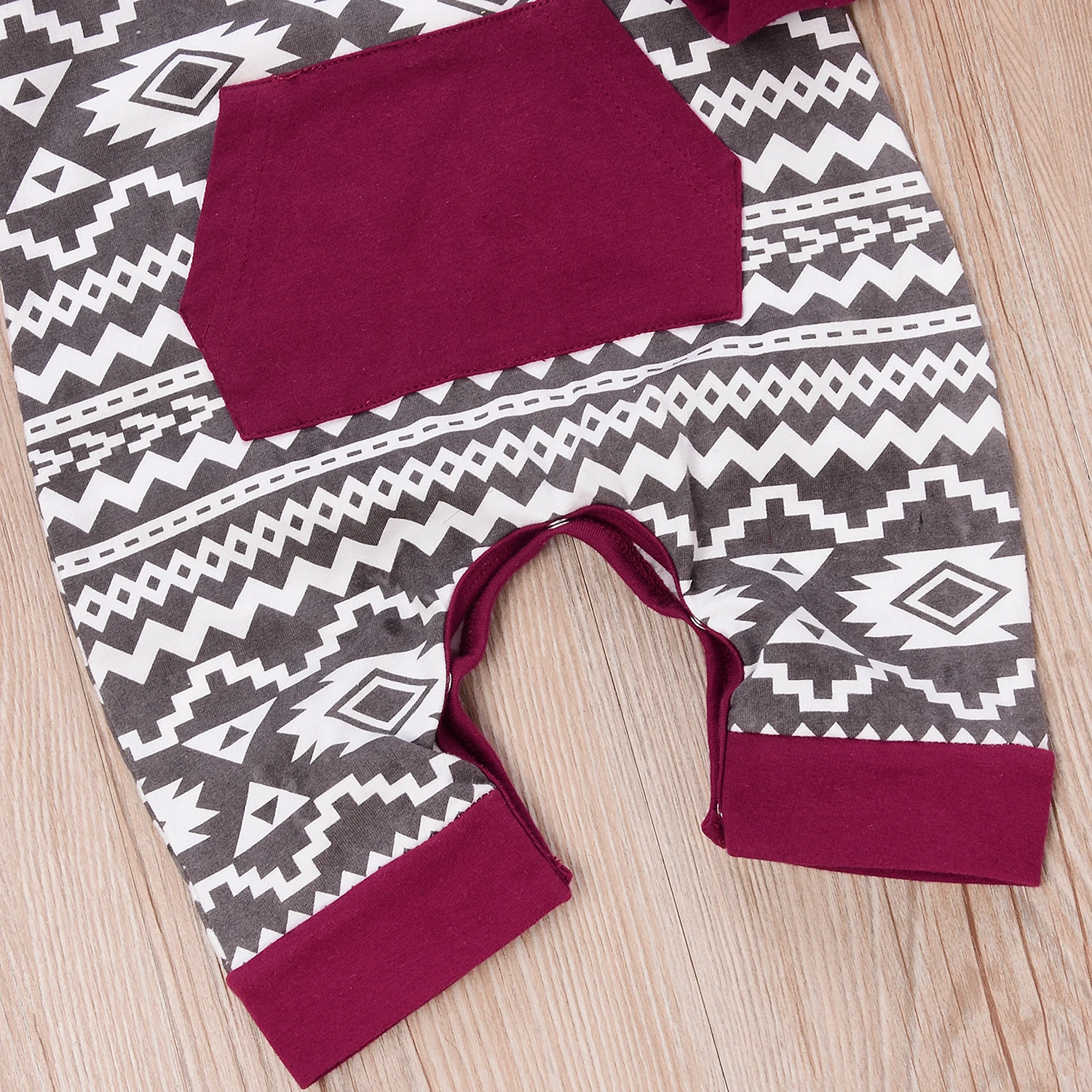 Long Sleeve Newborn Baby Hooded Romper Autumn Winter Infant Baby Jumpsuit Red Print Kids Clothing For Boys&Girls with Pocket D35