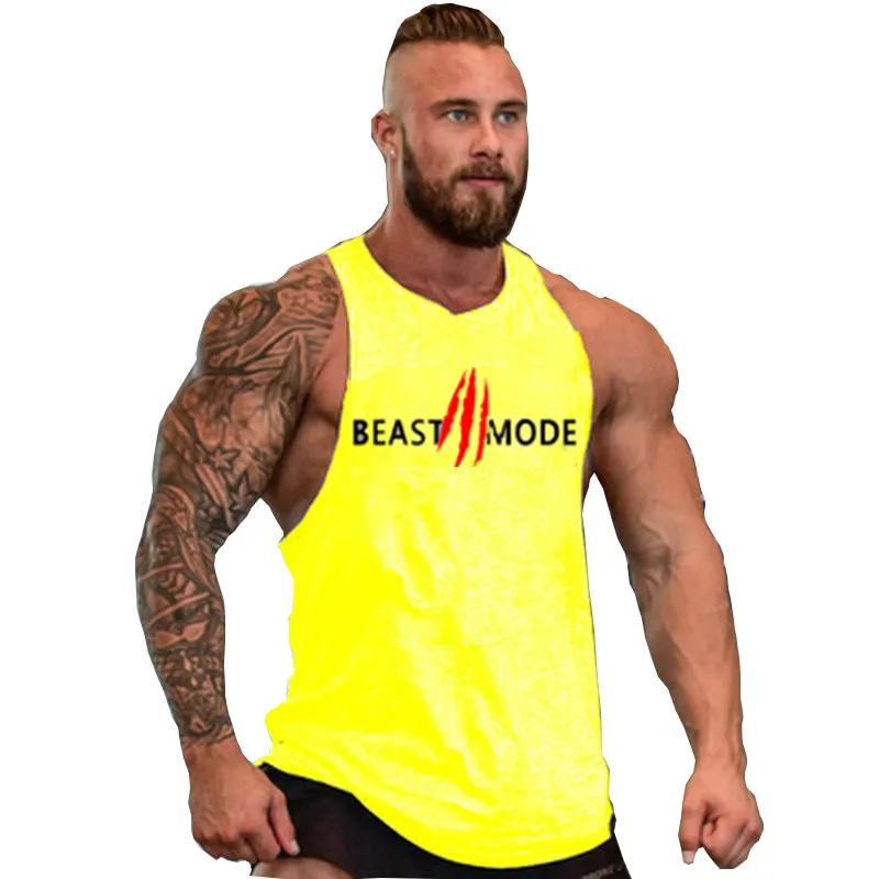 Gym deltoid брендовая одежда Beast Mode, майка для бодибилдинга, мужская майка для фитнеса, рубашка без рукавов, однотонная хлопковая майка - Цвет: 05