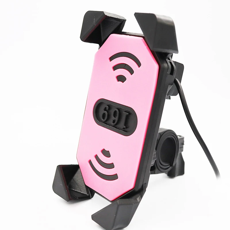 Pink Handlebars Держатель для телефона во время зарядки вращающийся эргономичный телефон USB зарядное устройство Подставка для мотоцикла F-Best - Цвет: Pink Handlebars