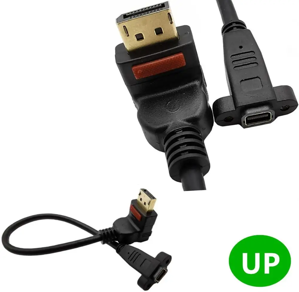 30 см разъем DisplayPort с углом штекера 90 градусов на гнездо Mini Панельное крепление
