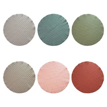 Alfombra de juego de algodón para bebé, cojín redondo de Color sólido, almohadilla suave y transpirable para gatear, alfombra de suelo para juego, manta para gimnasio