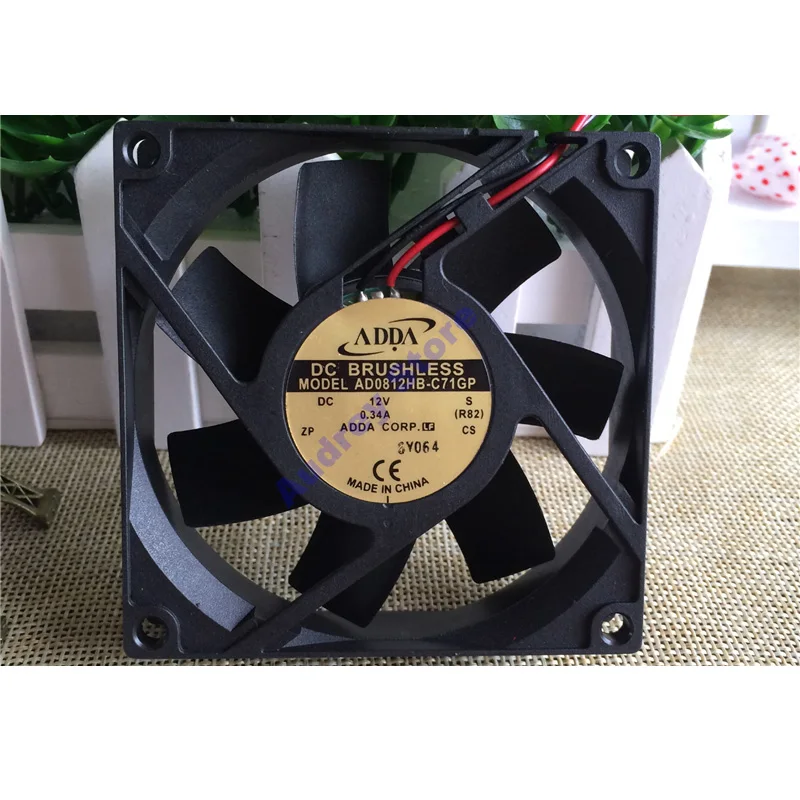 AD0812HB-C71GP DC12V 0.34A 8CM 8020 2-проводный Вентилятор охлаждения с двумя шарикоподшипниками