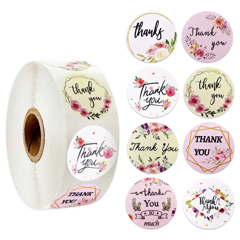 500* Thank You Stickers Handmade Marble Labels Round Business Envelope Seal H029 