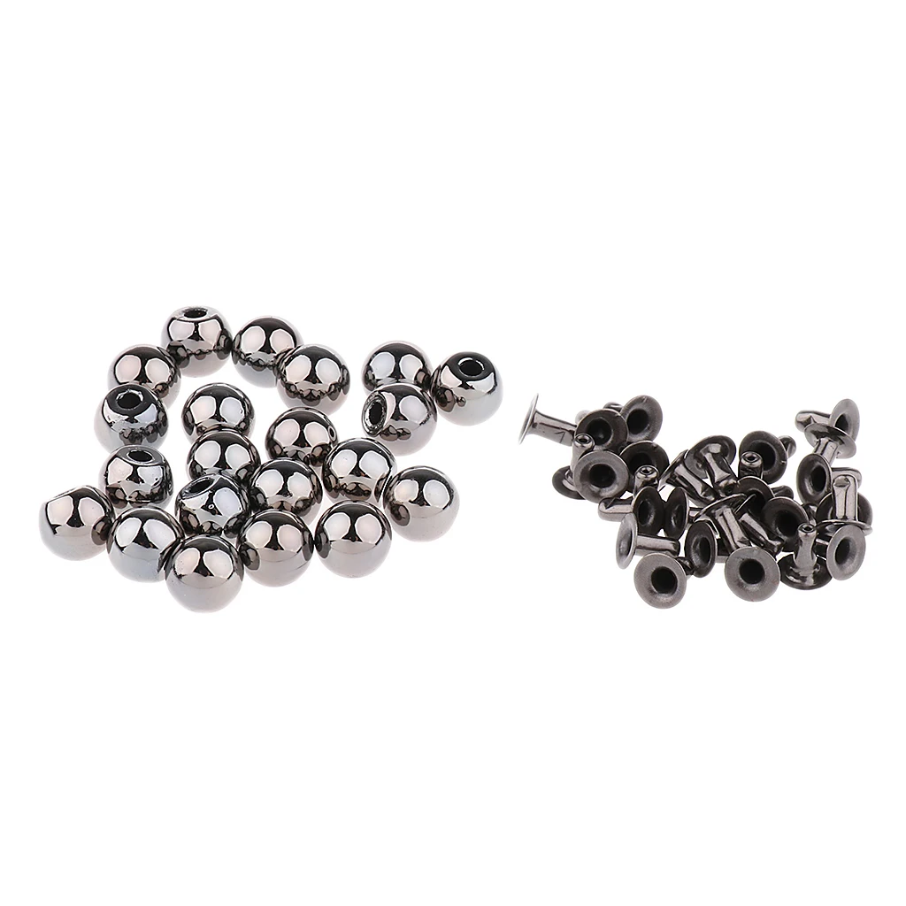 20 Pieces Pearls Rivets Studs 8mm for DIY Leather Bag Shoes Clothes Dress Belt Bracelet Decorations 5 Colors