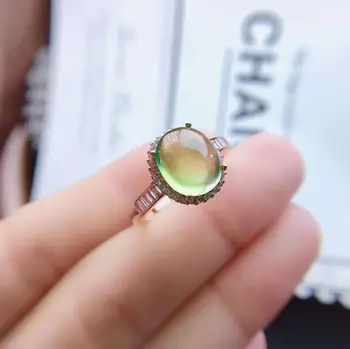 

Free shipping Natural Prehnite Ring 925 sterling silver Fine jewelry For men or women