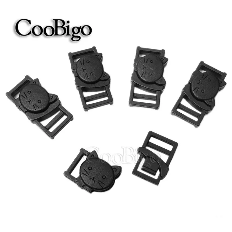 Black 50 шт пластиковые цветные 3/" Кошачьи головы безопасные отрывающиеся пряжки для нижнего белья Домашние животные воротник и сумка тесьма аксессуар для одежды сделай сам - Цвет: Black