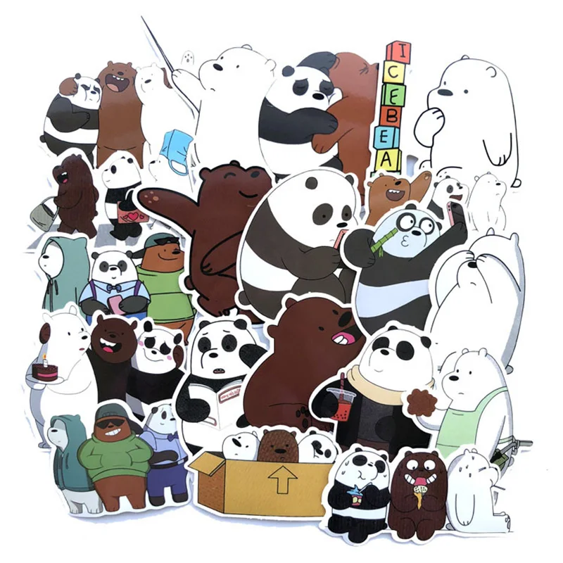 

42pcs/set We Cute Bare Bears Stickers Kawaii Luggage Trolley Case Skateboard PVC Waterproof Personality Cartoon Graffiti Sticker