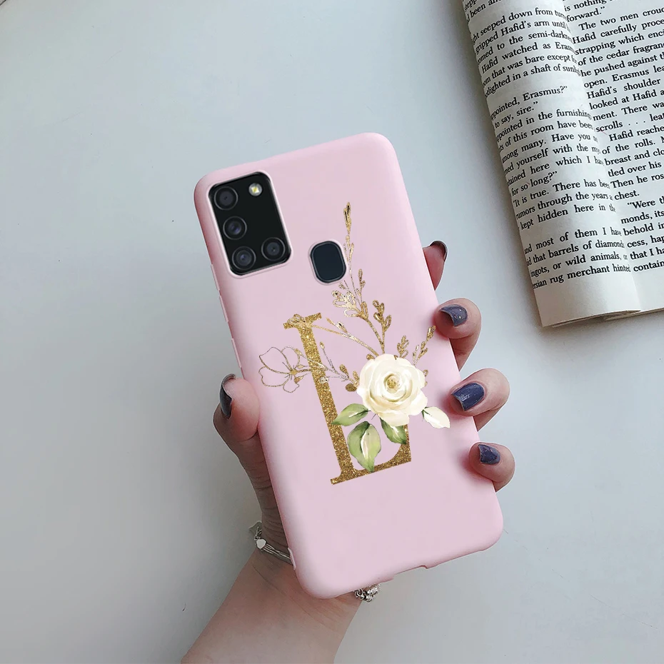 Cute Letter Silicone Soft Phone Case Cover for Samsung Galaxy A21s, 6.5'' Coque s