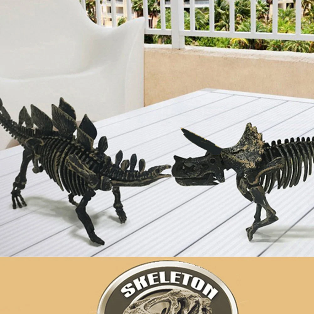 

6 Boxes/1 Set Archaeological Dinosaur Egg Toy Stereoscopic Assembled Dinosaur Skeleton Model for Children Kids (Black)