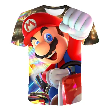 

Funny Mario boys t shirts Mario Bros Mashup T Shirt fashion Kawaii Harajuku kids clothes hip hop Streetwear boys clothes Tops