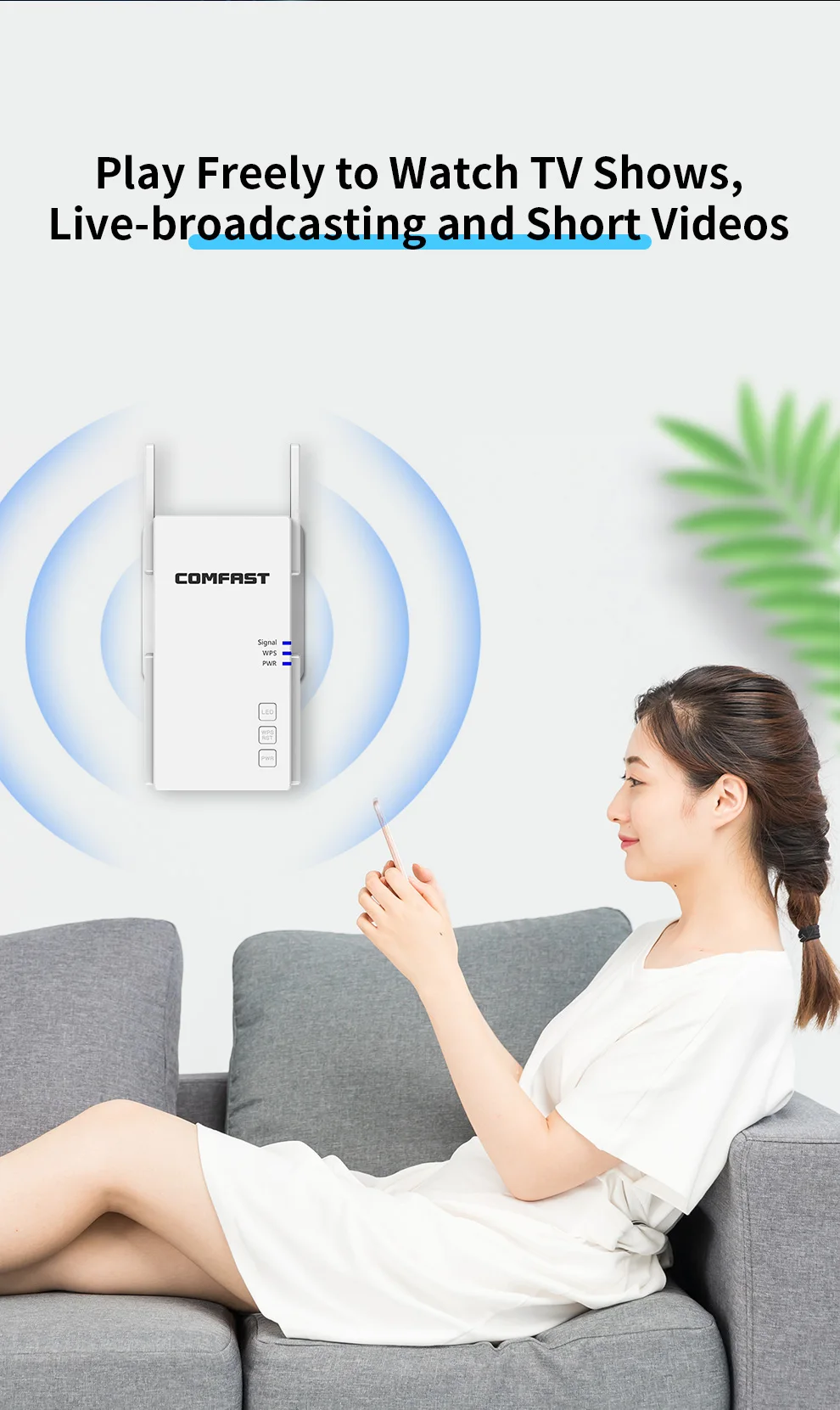 Comfast AC2100 Gigabit Băng Tần Kép Không Dây 2100Mbps Router Repeater Wifi Lên Đến 1800 Dặm Vuông. Ft Độ Phủ & 30 Thiết Bị 1G Cổng Ethernet wifi network signal booster