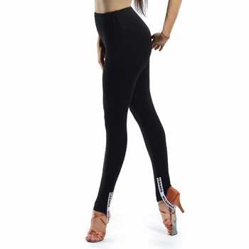 

Latin Dance Costume New Female Adult Dance Clothes Black Tight Pants Trousers Ballroom Dance Competition Pants Clothing DQS2934