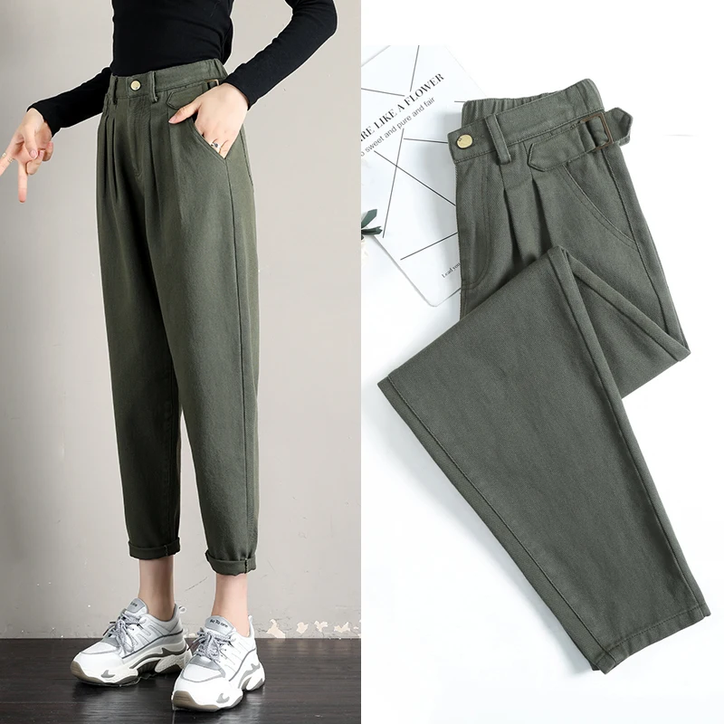 

High Waist Pants for Women Solid Colors Tooling Trousers Women New Spring Autumn Women's Pants Casual Fashion Straight Pants