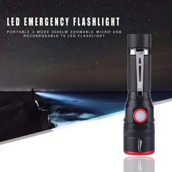 

Portable Zoomable USB T6 LED Flashlights Hiking Fishing 3 Modes Flashlight with Sufficient Durability and Ruggednes