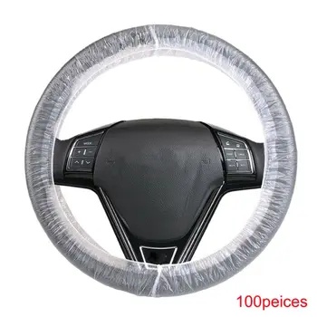 

100Pcs Disposable Clear Plastic Truck Car Steering Wheel Covers Films Drop-Shipping