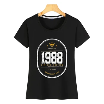 

Tops T Shirt Women made in 1988 Kawaii Inscriptions Custom Female Shirt