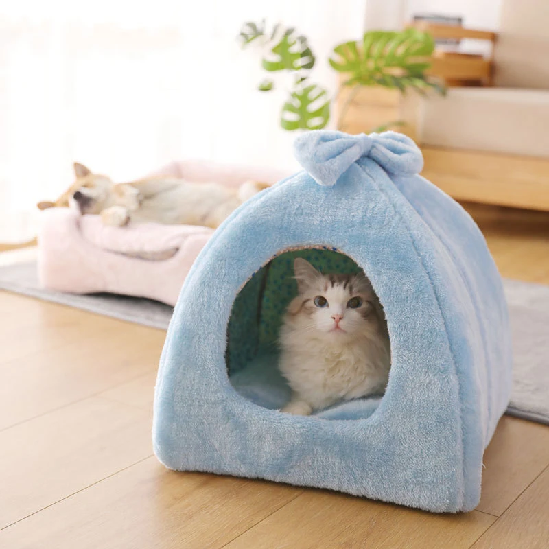 Pet Cat Cave House складная палатка мягкая собачья кровать флис милый Питомник Гнездо маленькие животные Щенок Чихуахуа дом с ковриком